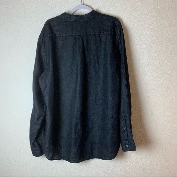 Vince Mens double face jacquard sport shirt in black long sleeve button - Picture 7 of 7